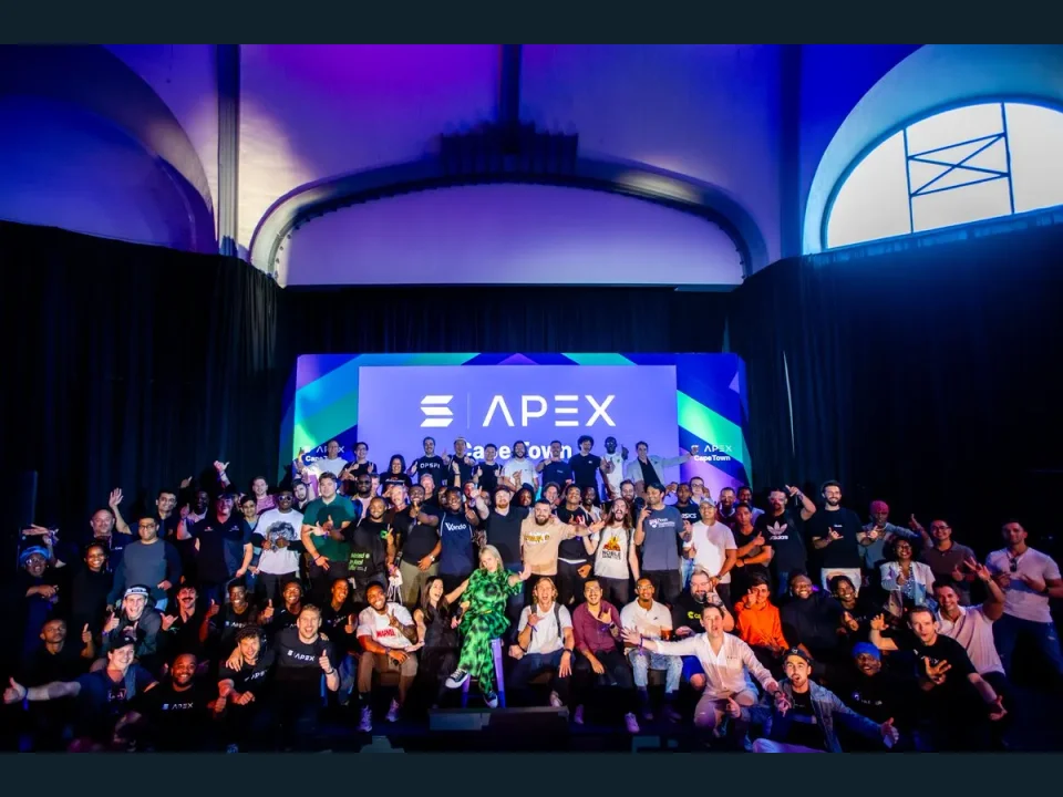 The Apex Cape Town community gathered for a group photograph in front of the stage.